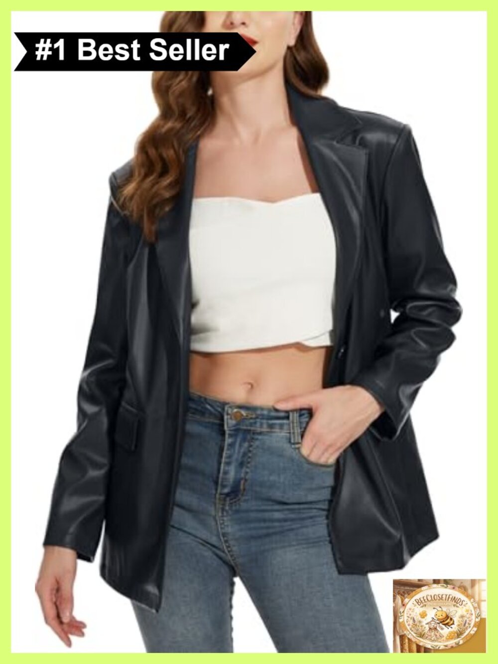 Faux Leather Blazer Jacket Oversized Casual Coat Business Casual